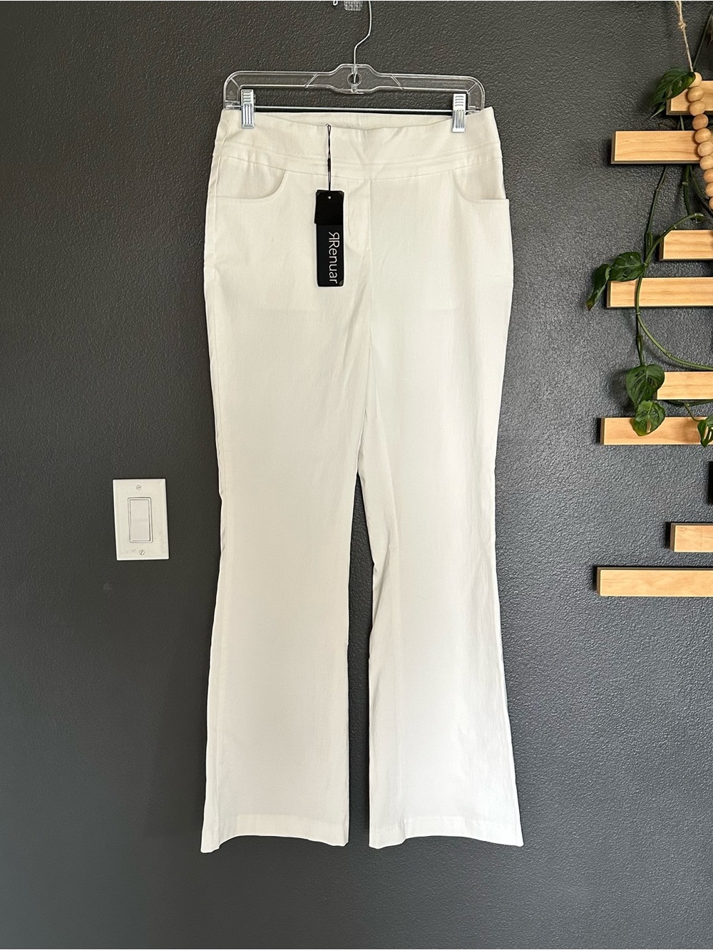 Renuar Cream Woven Pants Size 4 High Rise Straight Leg Stretch Neutral - Picture 2 of 8